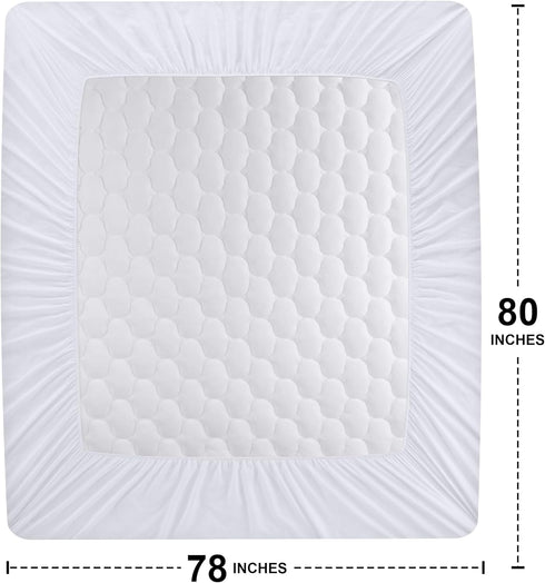 Utopia Bedding Quilted Fitted Waterproof King Mattress Protector, Mattress Pad Stretches up to 16 Inches Deep, Elastic