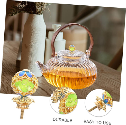 KONTONTY Ceramic Teapot Button, Vintage Enamel Tea Kettle Set with Replacement Handle Knobs for Water Kettle