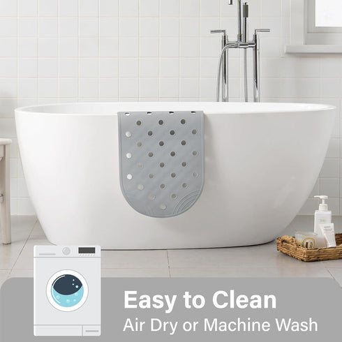31x14 Inch, Rubber Bathtub Mat Shower Mat Non-Slip, Bath Tub Floor Mat with Suction Cups and Drainage Holes, Grey