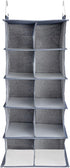 Closet 10 Household Essentials Hanging Cotton Blend and Plastic Shoe Organizer with Storage Compartments, Denim