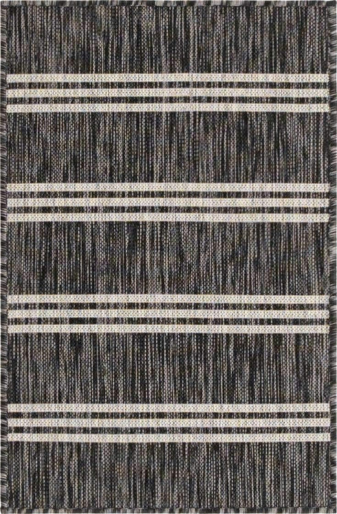 Unique Loom Outdoor Collection Area Rug - Anguilla, 2' x 3' 1' Rectangle, Charcoal/Ivory