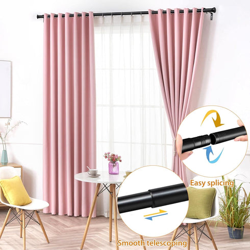 TONIAL 32 to 58 Inch Curtain Rod, Telescoping 3/4 Drapery Rods for Windows 20 to 53 Inch, Decorative Black Rod
