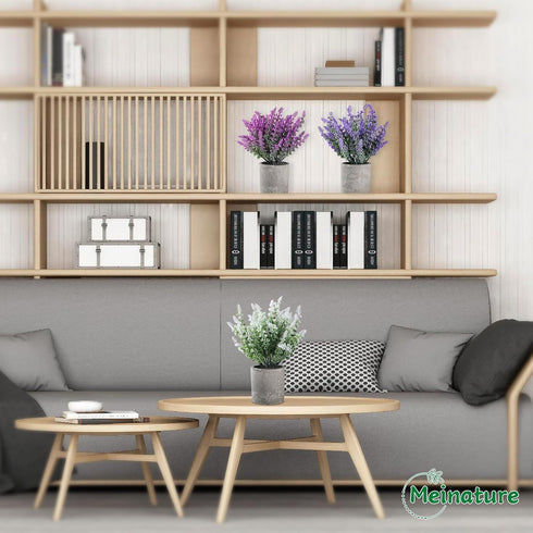 Indoor3-Pack Plant Stand Lifelike Artificial Lavender Artificial Plants Indoor, Nordic Lavender Table