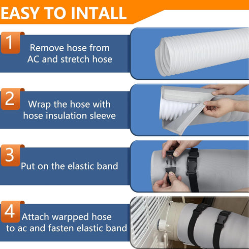 Portable AC Hose Insulation Sleeve Set of 2, Insulated Hose Cover Wrap for 5" & 5.9" Diameter Exhaust Hose, Light Gray
