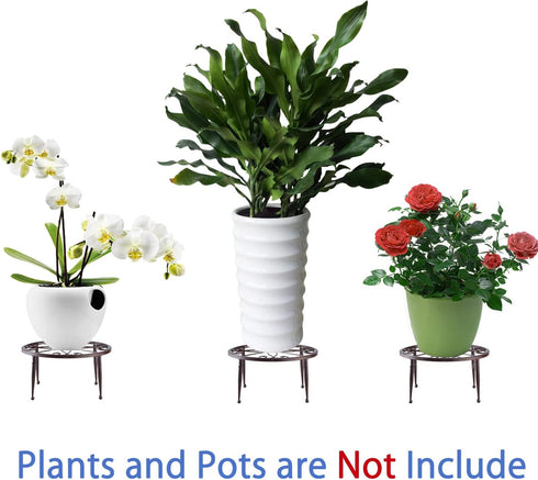 DEELF OUTLET 3 Pack 9 inches Metal Plant Stands with Saucer for Indoor and Outdoor Plants Heavy Duty Potted Heavy Duty
