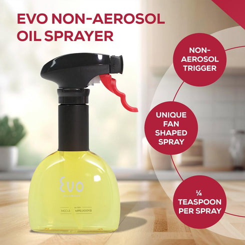 Evo Oil Sprayer Minis, Non-Aerosol for Olive, Cooking Oils, and Vinegars, Yellow, 8-Ounce Capacity, Set of 2