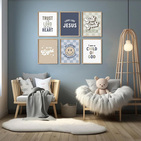 Lhoiplme 8x10x6 Inch Bible Verses Wall Art Decor Christian Boy Nursery Canvas Wall Decor Boy Kids Room Posters
