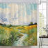 Van Gogh Abstract Oil Painting Shower Curtain Green Country Natural Landscape Bathroom Decor Set with Hooks 70X70 Inch