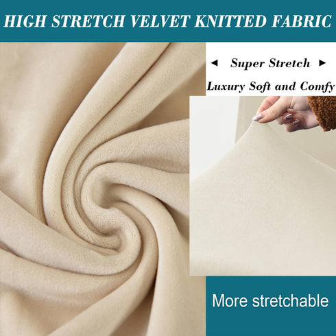 HFCNMY Ottoman Cover,Stretch Velvet Square Ottoman Cover Thick Ottoman Slipcover Square Washable Storage Foot Stool