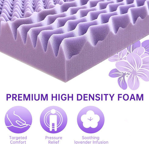MUXHOMO 2 Inch Twin Size Mattress Topper, 7-Zone Cooling Gel Infused Egg Crate Foam, CertiPUR-US Certified (38"×75",