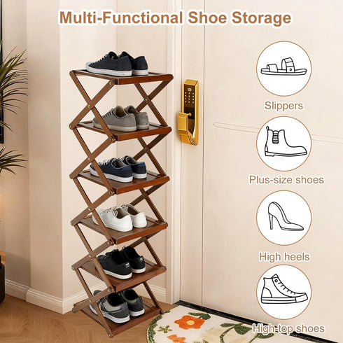 Closet Closet, (6 Simcat Shoe Rack for Bamboo Shoe Storage Freestanding Shoe Storage Shelf for Entryway, Front Door