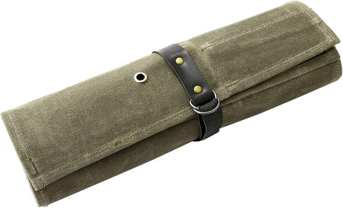 9 Pockets Canvas Chef Knife Roll Bag, Knife Wrap Wallet, Cutlery Knife Pouch Holders for Kitchen Utensils (Army Green)