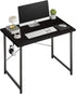 YSSOA 32 Inch Black Computer Desk, Modern Simple Home Office Work Study Writing Table with Headphone Hooks