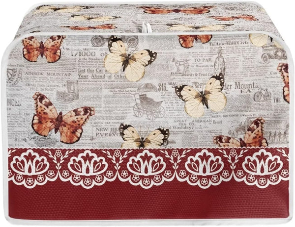 chaqlin 4 Slice Toaster with Cover, Wide Slot, Machine Washable Small Appliance Covers, Newspaper Butterfly Print