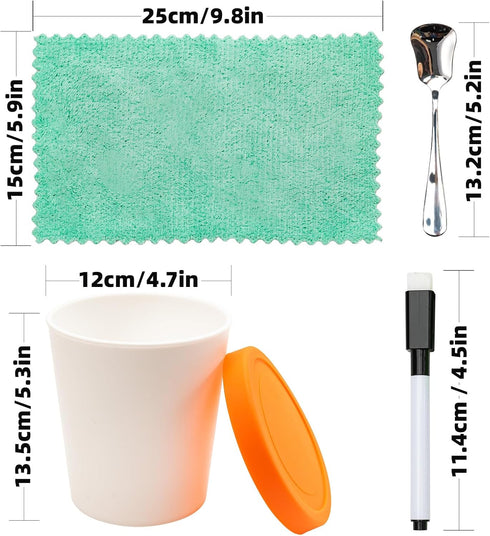4 Pack Set (1 1 1 1 Belle&Beau Ice Cream Containers Quart Each) with Silicone Lids, Ideal for Homemade Ice Cream