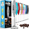 PowerLix Handheld Milk Frother Electric Whisk Foam Maker for Coffee, Latte, Cappuccino, Hot Chocolate, Grey with Stand