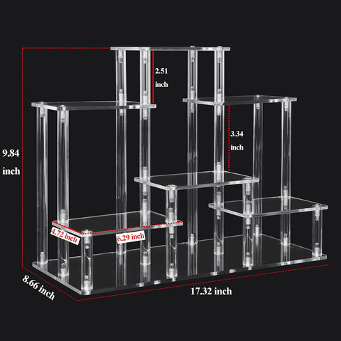 DuvinDD Acrylic Riser Display Stand, 6-Tier Display Riser for Funko POP Figures, Clear Perfume Organizer, Jewelry Risers