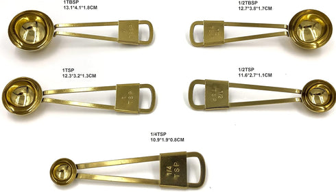 XINLI Measuring Cups and Spoons Set, Stainless Steel with Durable Copper Plating, Plus Brown Leather Buckle