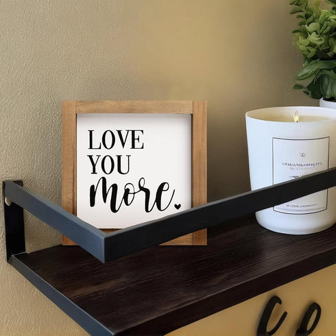 6 Inch Love You More Sign, Wooden Romantic Valentines Day Gifts, Rustic Wall Decor Home Nursery Bedroom Shelf Table