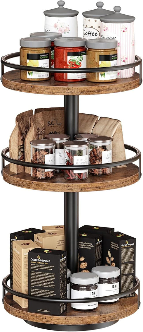 3-Tier Countertop, BF09TL01 HOOBRO Lazy Susan Organizer, Rotating Spice Rack, Turntable Spice Rack, Vertical Storage