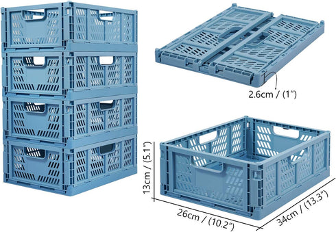 Phyllia 4 PC Plastic Baskets for Shelf, Stackable Storage Bin Organizer for Home Kitchen