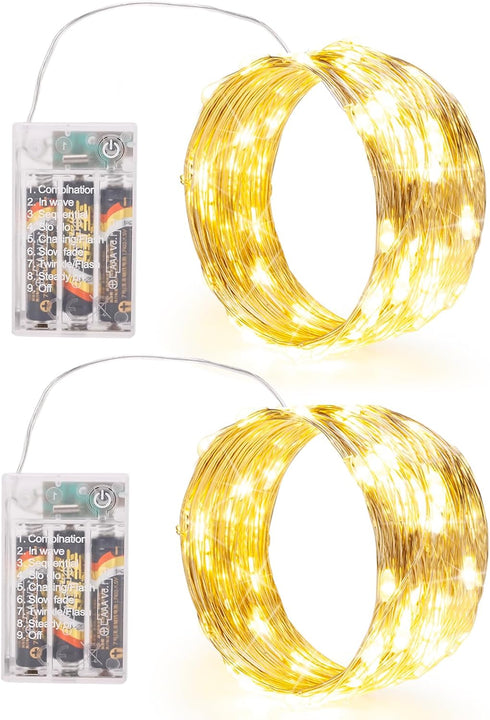 Fairy Lights Battery Operated (Included), 8 Modes & Auto Timer, 2 Packs