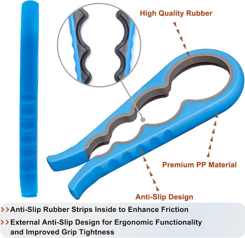 Bloss Anti-skid Jar Opener, Rubber Can Opener Kitchen Grippers for Stubborn Lids, Caps, and Bottles, Blue