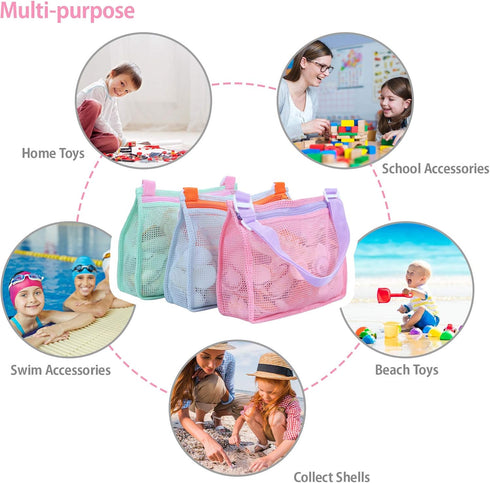 Tagitary Swimming Set 3) Beach Toy Mesh Beach Bag Kids Shell Collecting Bag Beach Sand Toy Seashell Bags Accessories