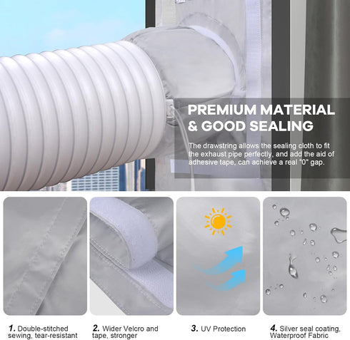 Portable Air Conditioner Window Vent Kit, Universal Sliding Seal for Mobile A/C & Dryer, Adjustable Length