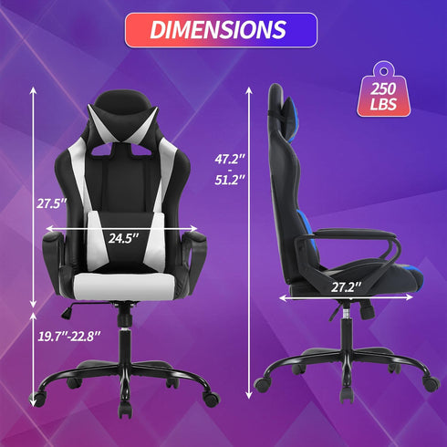 Gaming Chair Office Chair High-Back Ergonomic Video Game Chairs for Kids Teen Adult Height Adjustable Reclining