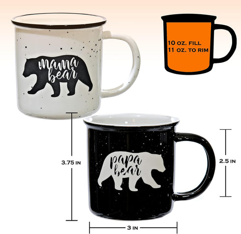 Mama Bear Papa Bear Mug Set of 2, Mom Dad Gift, Parents Couple Coffee Mugs