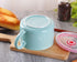 WHJY 30oz Ceramic Bowl with Lid and Handle for Soup, Instant Noodles, Modern Style, Heat Preservation Handle - Blue