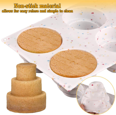 Sakolla Mini Cake Silicone Molds, 3-tiered Baking Pans for Cakes, Pudding, Jelly, Chocolate, Desserts (Set of 2)