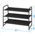 3 Simple Trending Tier Stackable Shoe Rack, Expandable Adjustable Fabric Shoe Shelf Storage Organizer, Black