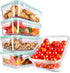 NutriChef 5-Piece 30 oz Reusable Glass Meal Prep Containers, Stackable Kitchen Storage with Locking Lids