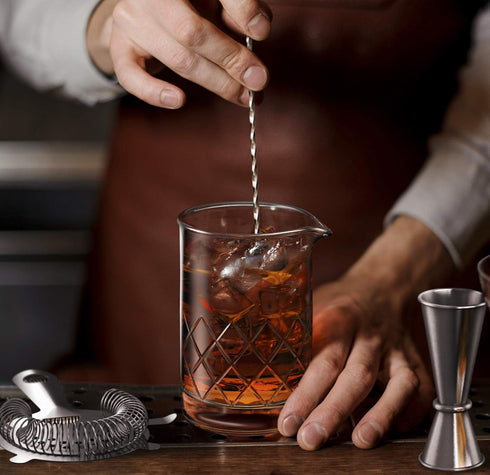 Set Spoon-4 (24 Oz) MOFADO. Premium Crystal Cocktail Mixing Glass - Bartender Tools/Bar Accessories -Thick Bottom