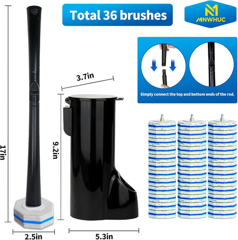 MNWHUC 36 Set, Disposable Toilet Bowl Brush with Toilet Wand Refills Pads Replacement Heads, Toilet Cleaning