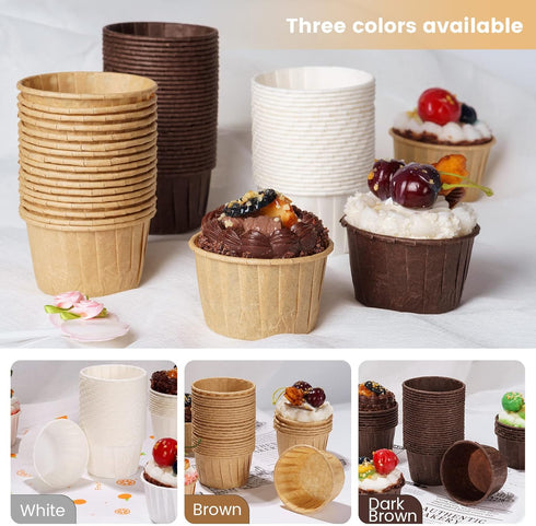 Parchment Brown Cupcake Liners, 100pcs Standard Size Muffin Baking Wrappers, Heavy Duty Greaseproof Cups for Parties