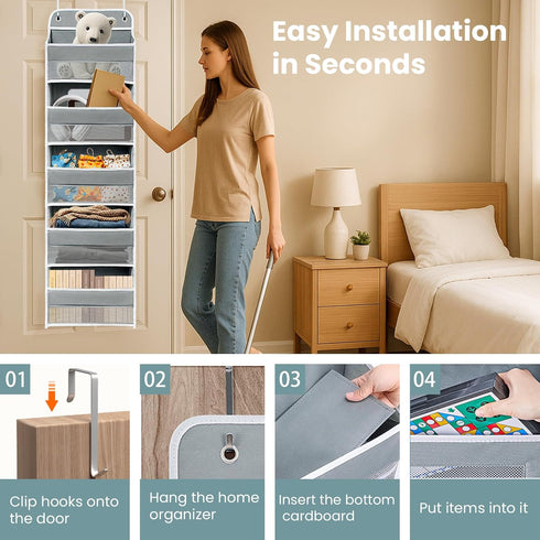 Andahoom 5 8 44lb Nursery,Closet, Sturdiness Over The Door Organizer, Shelves & Side Pockets,Anti Tilt Hanging Behind