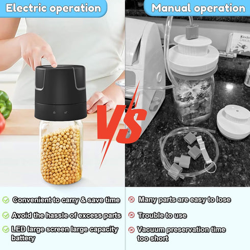 Electric Mason Jar Vacuum Sealer, Strong Suction Vacuum Sealing Machine with Regular and Wide Mouth Lids