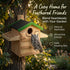 VORA 9 Inches Owl House, Wooden Bird House with Food Rack, Large Handmade Opening Owl Nesting Box with Mounting Screws