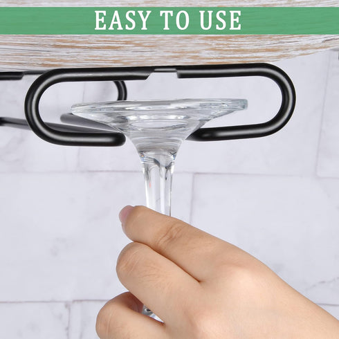 4 Pack Steamware Wine Glass Hanging Rack, Metal Stemware Holder for Under Cabinet Kitchen Bar Pub, Black