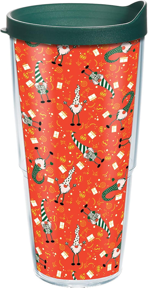 Tervis 24oz Christmas Gnomes Pattern Holiday Double Walled Insulated Tumbler Travel Cup, Made in USA, Keeps Drinks Hot