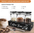 54oz Set MACIFECI Glass Coffee Containers with Shelf Coffee Station Organizer Black Glass Coffees Bean Storage Canister