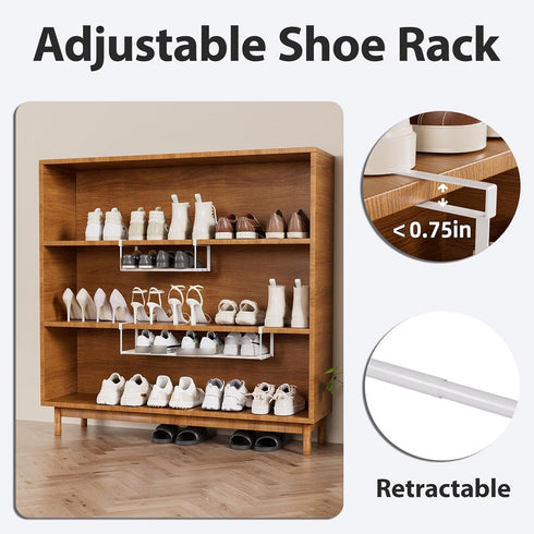 KMUZAWN Closet 2 Pack) Expandable Shoe Rack Organizer, Hanging Shoe Organizer for & Adjustable Under Cabinet Shelf,Shoe