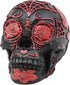 Ebros Day of The Dead Spider Web Floral Red Rose Skull Figurine - DOD Floral Black Sugar Skull Statue 5" L