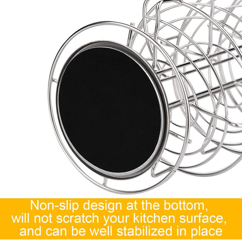 Spiral Stainless Steel Egg Skelter Dispenser Rack - Silver