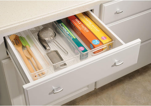 iDesign Small Pantry Bin with Handles - Stackable Organizer Bins for Kitchen, Clear, Made in USA