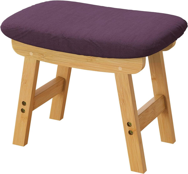 viewcare Pruple Foot Stools Ottoman, Purple Small Soft Footrest Ottoman with Wood
