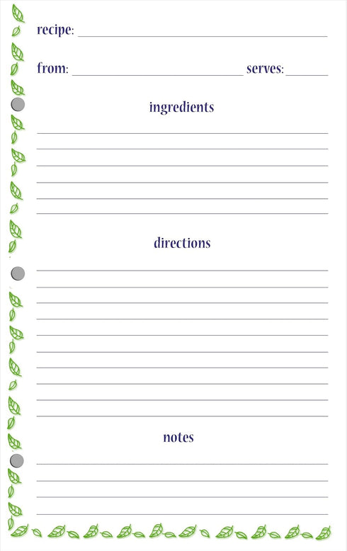 Meadowsweet Kitchens Lined Recipe Page Refill Pack for Favorite Family Recipes Journal, Grandma's Kitchen Design